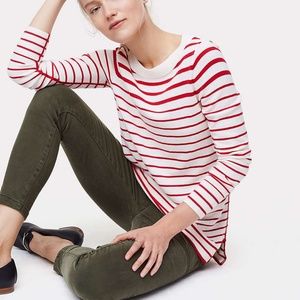 LOFT Red Striped Sweater NWOT